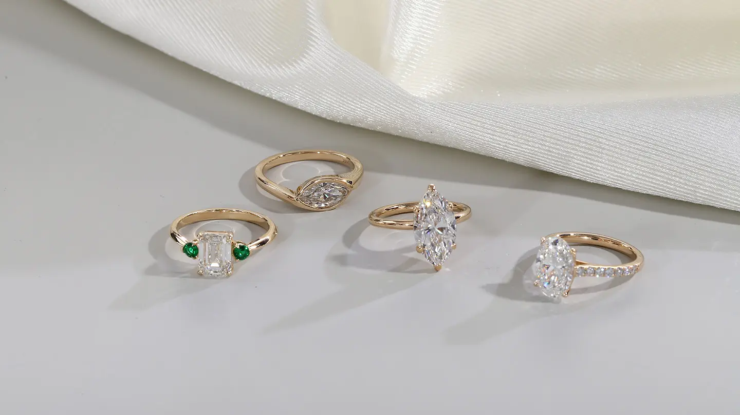 different shapes of solitaire lab diamond rings