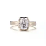 10k gold elongated cushion moissanite bezel prong solitaire engagement ring 1