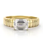 10k gold emerald cut moissanite four prong solitaire engagement ring 1