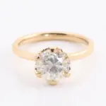 10k gold round cut moissanite six prong solitaire engagement ring 1