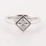 10k white gold princess cut moissanite bezel solitaire engagement ring 1