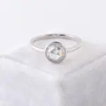 10k white round moissanite bezel solitaire engagement ring 1
