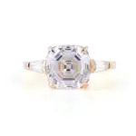 14k gold asscher moissanite prong set three stone engagement ring 1
