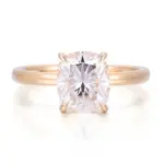 14k gold elongated cushion cut moissanite four prong solitaire engagement ring 1