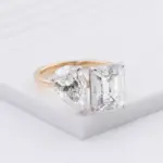 14k gold emerald pear moissanite prong set toi et moi engagement ring 1