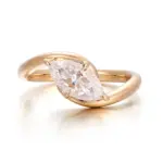 14k gold marquise cut moissanite four prong solitaire engagement ring 1