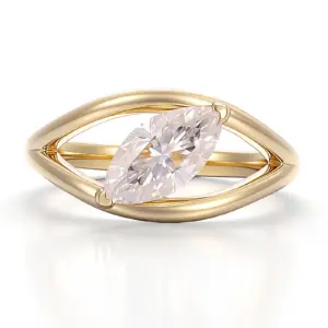 14k gold marquise cut moissanite prong split shank engagement ring 1