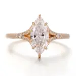 14k gold marquise lab grown diamond prong set cluster engagement ring 1