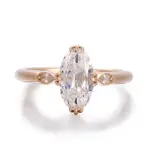 14k gold marquise lab grown diamond prong set side stone engagement ring 1