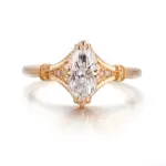 14k gold marquise lab grown diamond six prong cluster engagement ring 1