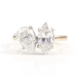14k gold marquise pear moissanite prong set toi et moi engagement ring 1