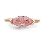 14k gold marquise pink lab grown diamond channel set solitaire engagement ring 1