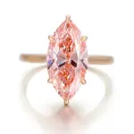 14k gold marquise pink lab grown diamond prong set solitaire engagement ring 1
