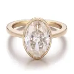 14k gold oval cut moissanite bezel solitaire engagement ring 1