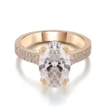 14k gold oval lab grown diamond prong set cluster engagement ring 1
