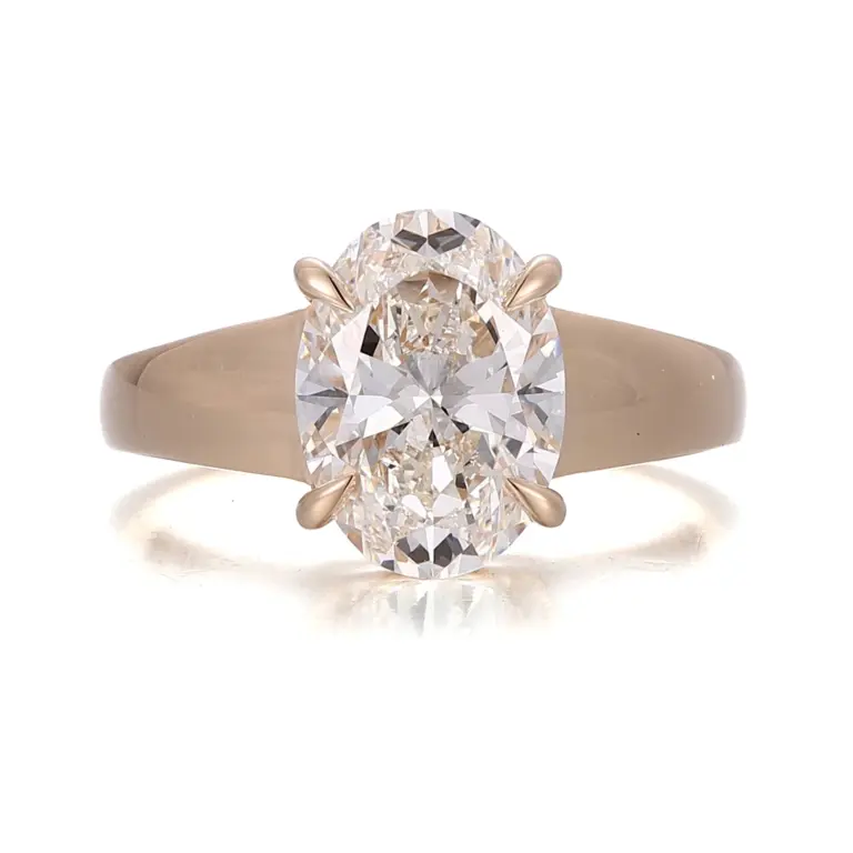 14k gold oval lab grown diamond prong set solitaire engagement ring 1