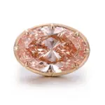 14k gold oval pink lab grown diamond prong set solitaire engagement ring 1