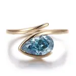 14k gold pear blue lab grown diamond channel set solitaire engagement ring 1