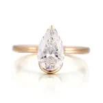 14k gold pear lab grown diamond channel set solitaire engagement ring 1