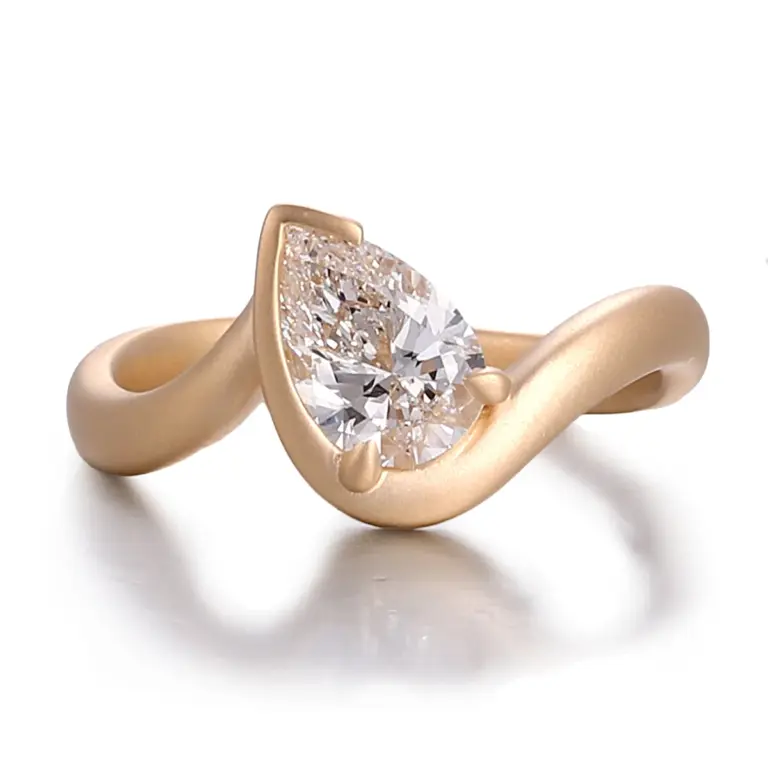 14k gold pear lab grown diamond prong set solitaire engagement ring 1