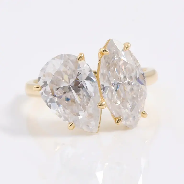 14k gold pear marquise moissanite prong set toi et moi engagement ring 1