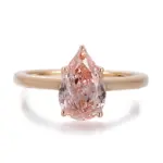 14k gold pear pink lab grown diamond prong set solitaire engagement ring 1