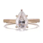 14k gold pear shape moissanite five prong solitaire engagement ring 1