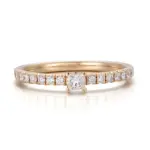 14k gold princess lab grown diamond prong set side stone engagement ring 1