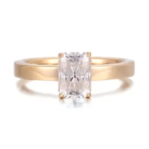 14k gold radiant cut moissanite four prong solitaire engagement ring 1