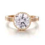 14k gold round lab grown diamond bezel solitaire engagement ring 1
