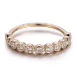14k gold round lab grown diamond bezel stackable ring 1
