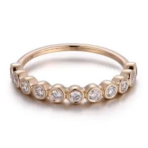 14k gold round lab grown diamond bezel stackable ring 1