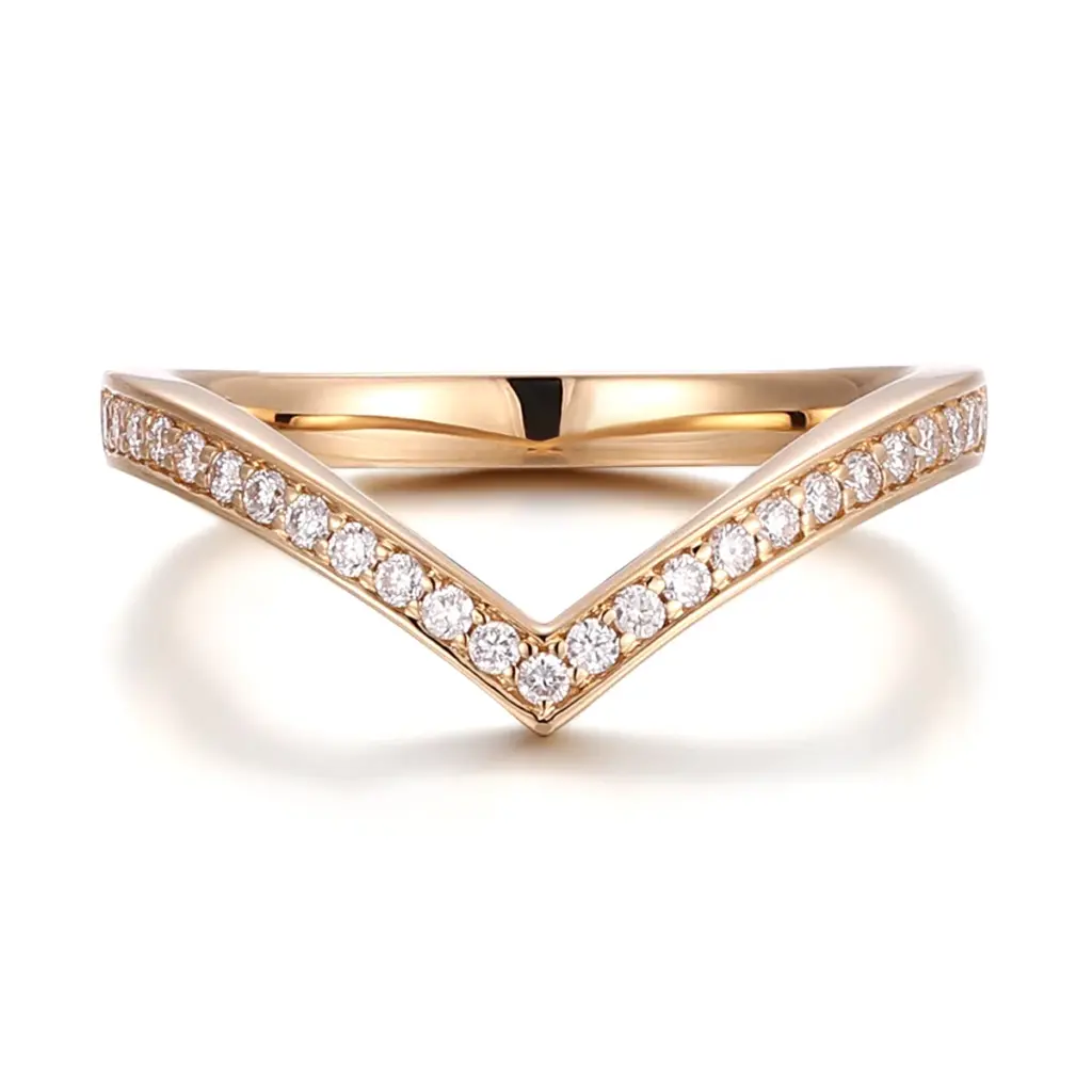 14k gold round lab grown diamond channel set stackable ring 1
