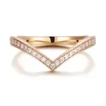 14k gold round lab grown diamond channel set stackable ring 1