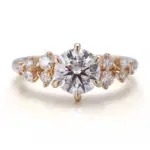 14k gold round lab grown diamond prong set cluster engagement ring 1