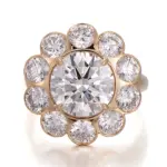 14k gold round lab grown diamond prong set halo engagement ring 1
