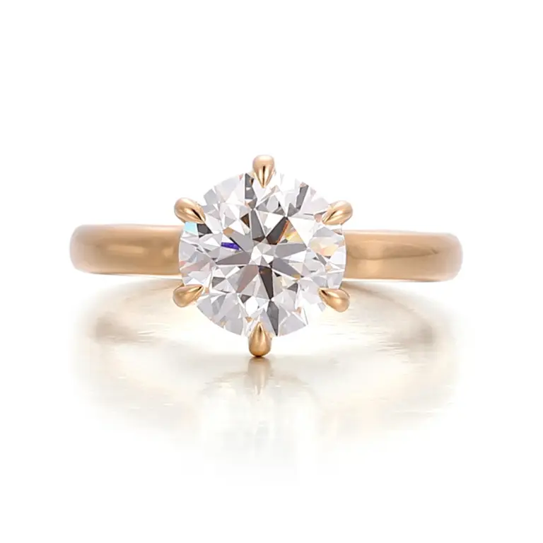14k gold round lab grown diamond prong set solitaire engagement ring 1