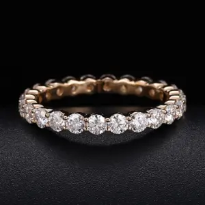 14k gold round lab grown diamond prong set stackable ring 1