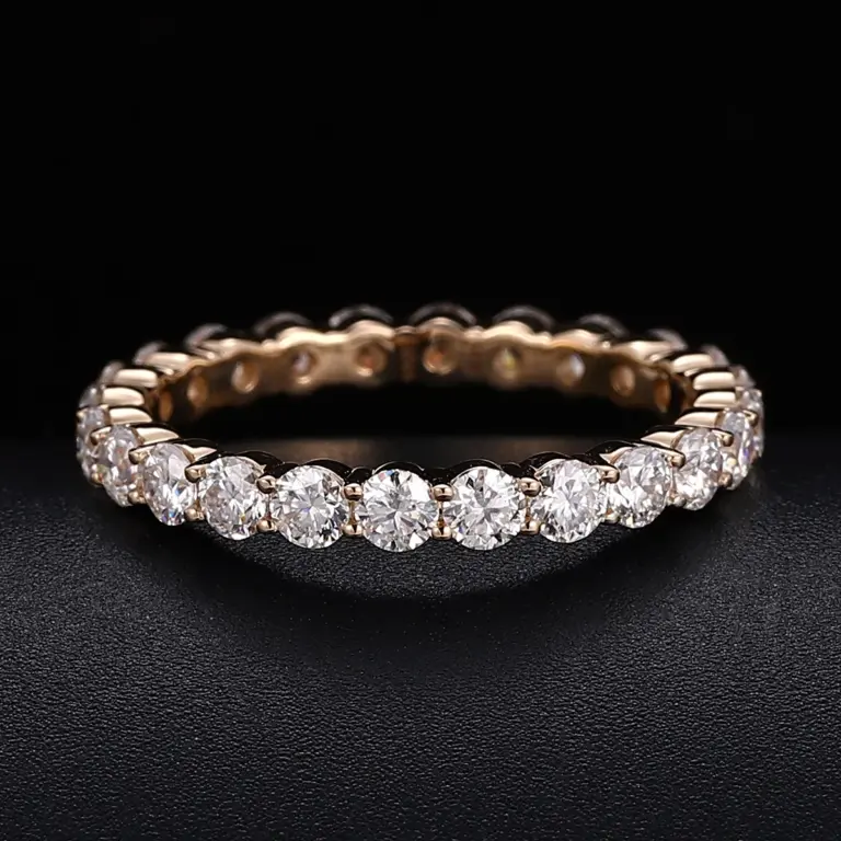 14k gold round lab grown diamond prong set stackable ring 1