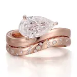 14k rose gold pear lab grown diamond prong set stackable ring 1