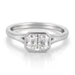 14k white gold radiant cut moissanite bezel solitaire engagement ring 1