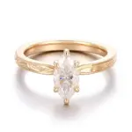 14k yellow gold marquise cut moissanite six prong solitaire engagement ring 1