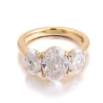 18k gold oval moissanite four prong three stone engagement ring 1