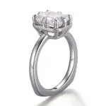 platinum emerald cut moissanite eight prong solitaire engagement ring 1