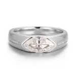 platinum marquise cut moissanite channel set solitaire engagement ring 1