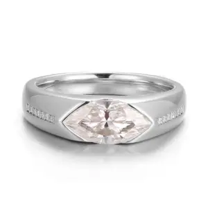 platinum marquise cut moissanite channel set solitaire engagement ring 1