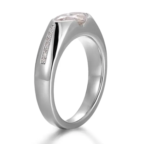 Channel Set Solitaire Platinum Marquise Cut Moissanite Channel Set Solitaire Engagement Ring ...
