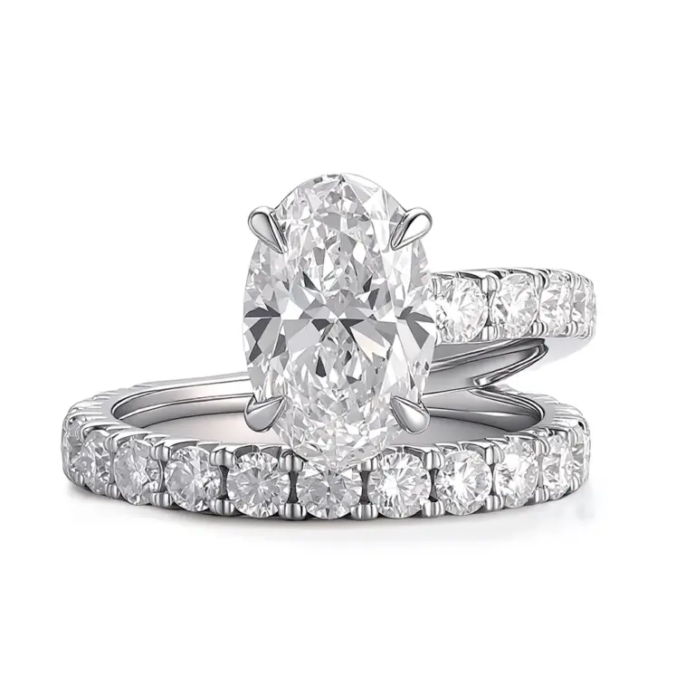 platinum oval lab grown diamond prong set split shank engagement ring 1