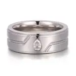 platinum pear shape moissanite bezel solitaire engagement band 1
