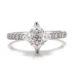 platinum princess lab grown diamond prong set side stone engagement ring 1